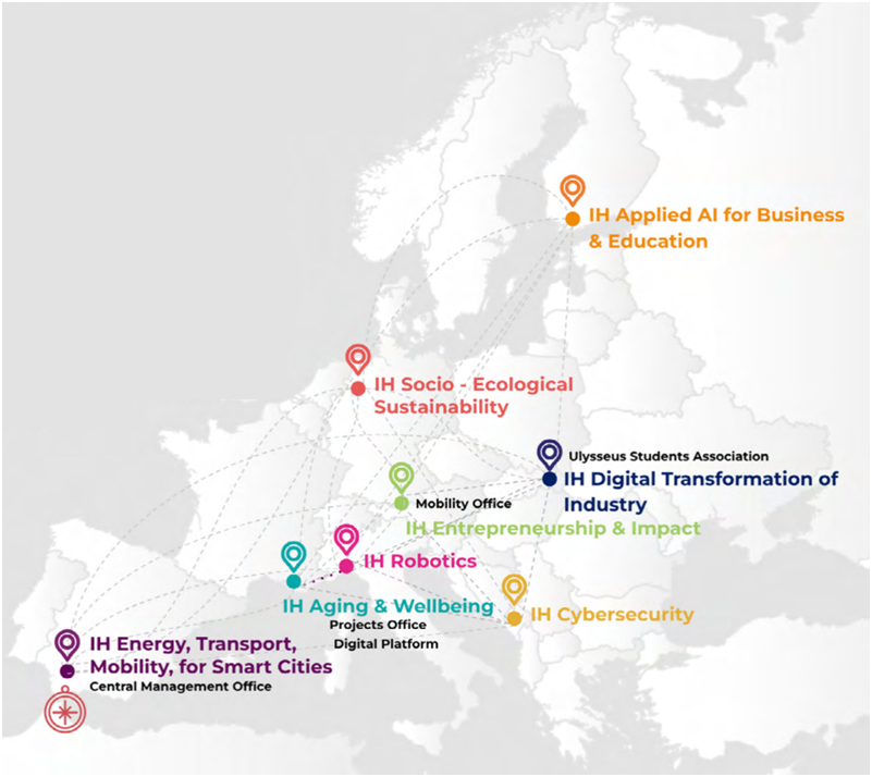 Carte des membres de l'alliance Ulysseus