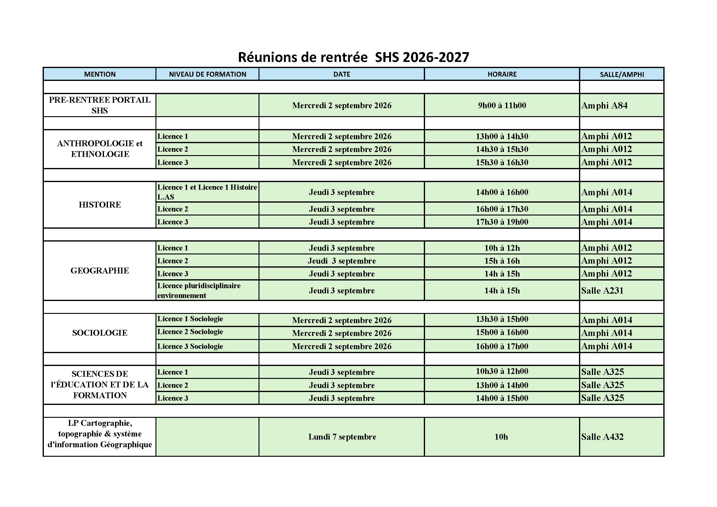 réunions rentrée 2026