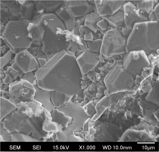 Silicon carbide (SiC) grains formed from hot carbon star-like gas produced in the FLEXTOR plasma torch, at temperatures similar to those in a stellar environment.