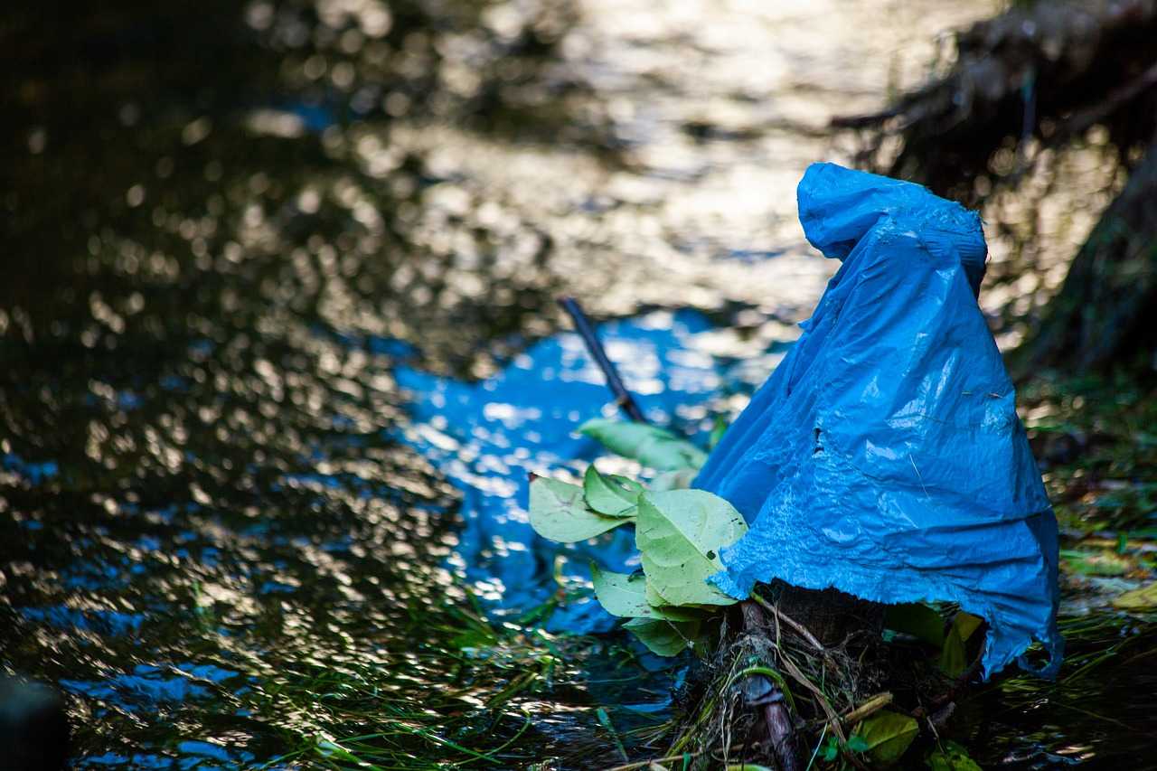 Déchet plastique dans la rivière