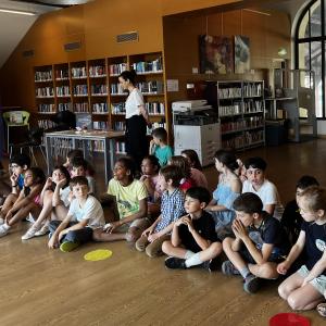 Children listening to instructions for the quiz